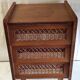 Vintage solid wood chest of drawers with rattan decor - 60s/70s