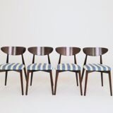 Modern set 4 Dining Chairs, Striped Fabric, French style