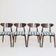 Modern set 4 Dining Chairs, Striped Fabric, French style