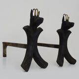 Pair of zoomorphic cast iron chimney pegs representing Isards. 50s