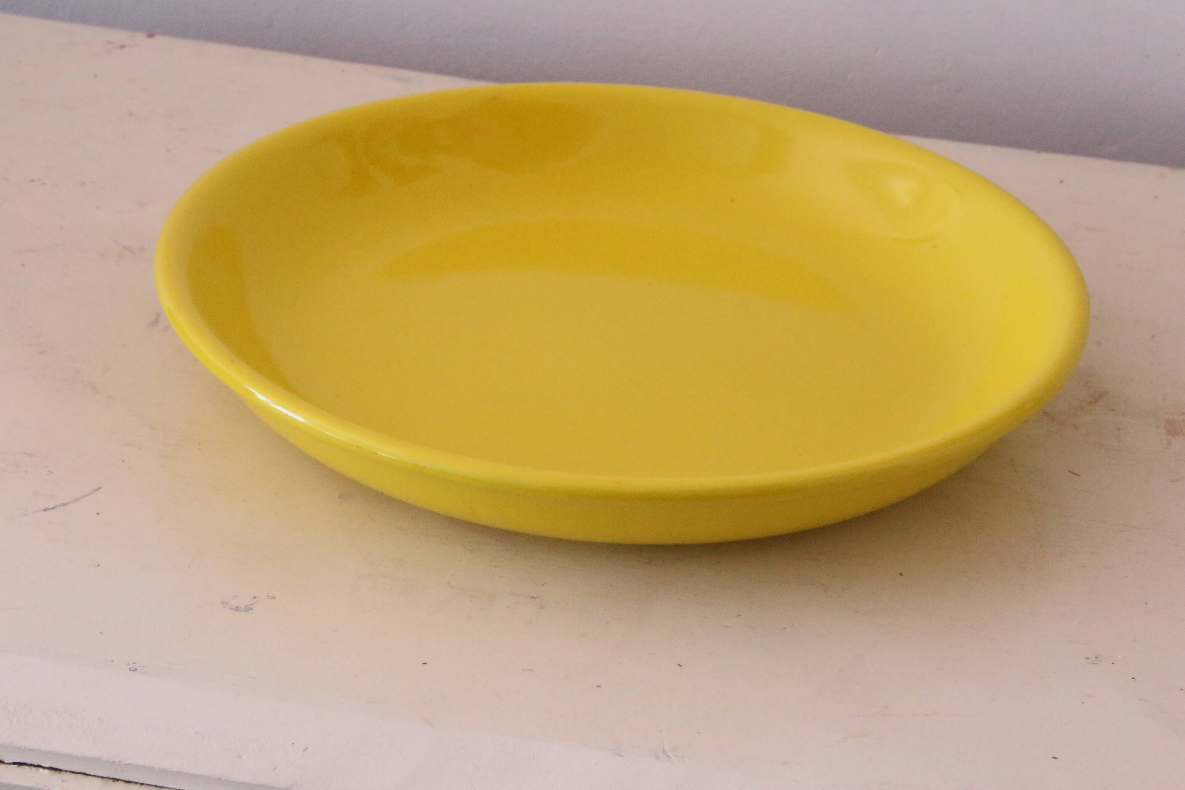 Niderviller round dish, yellow, 1970/80, vintage
