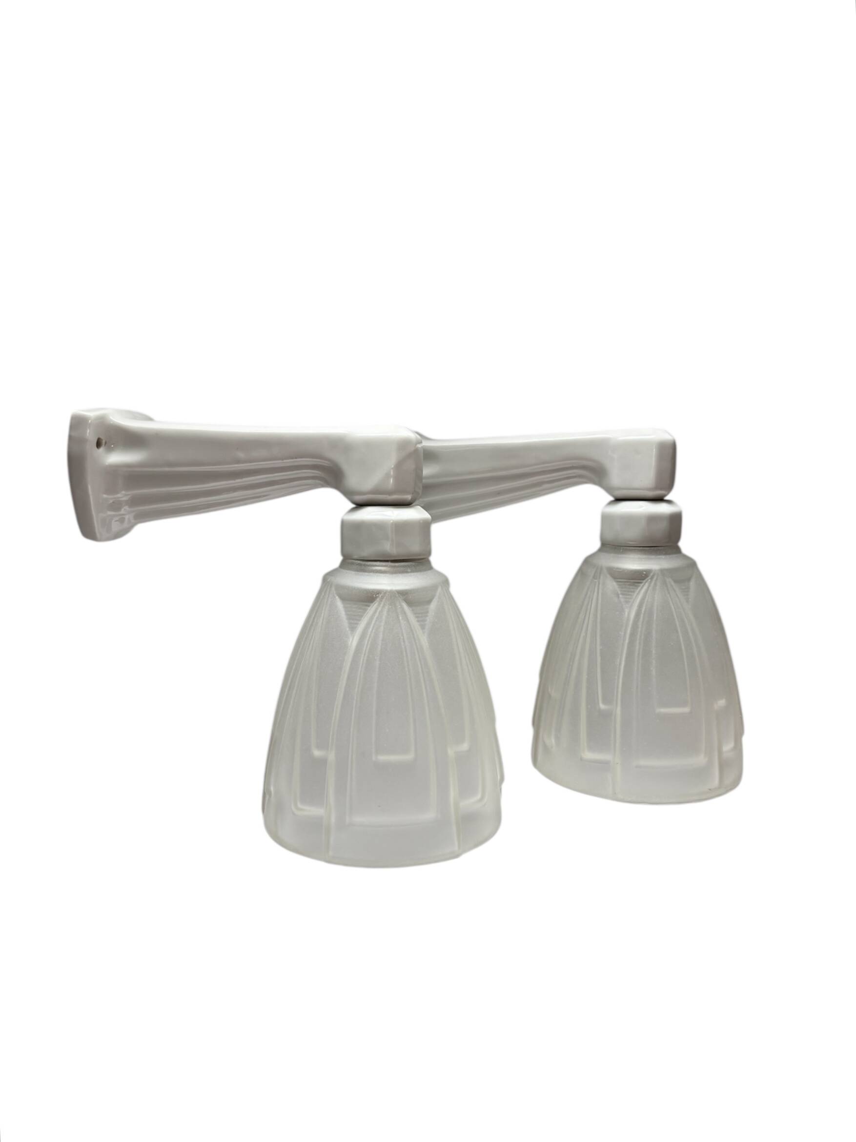 Pair of Art Deco porcelain wall sconces