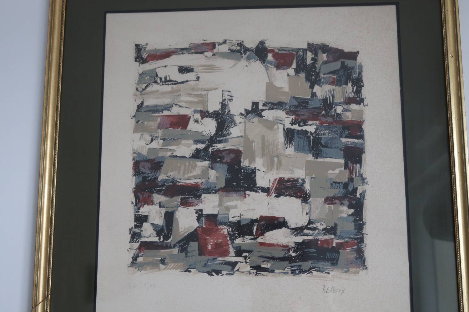 Vintage abstract painting signed Bepoix beaux art brest