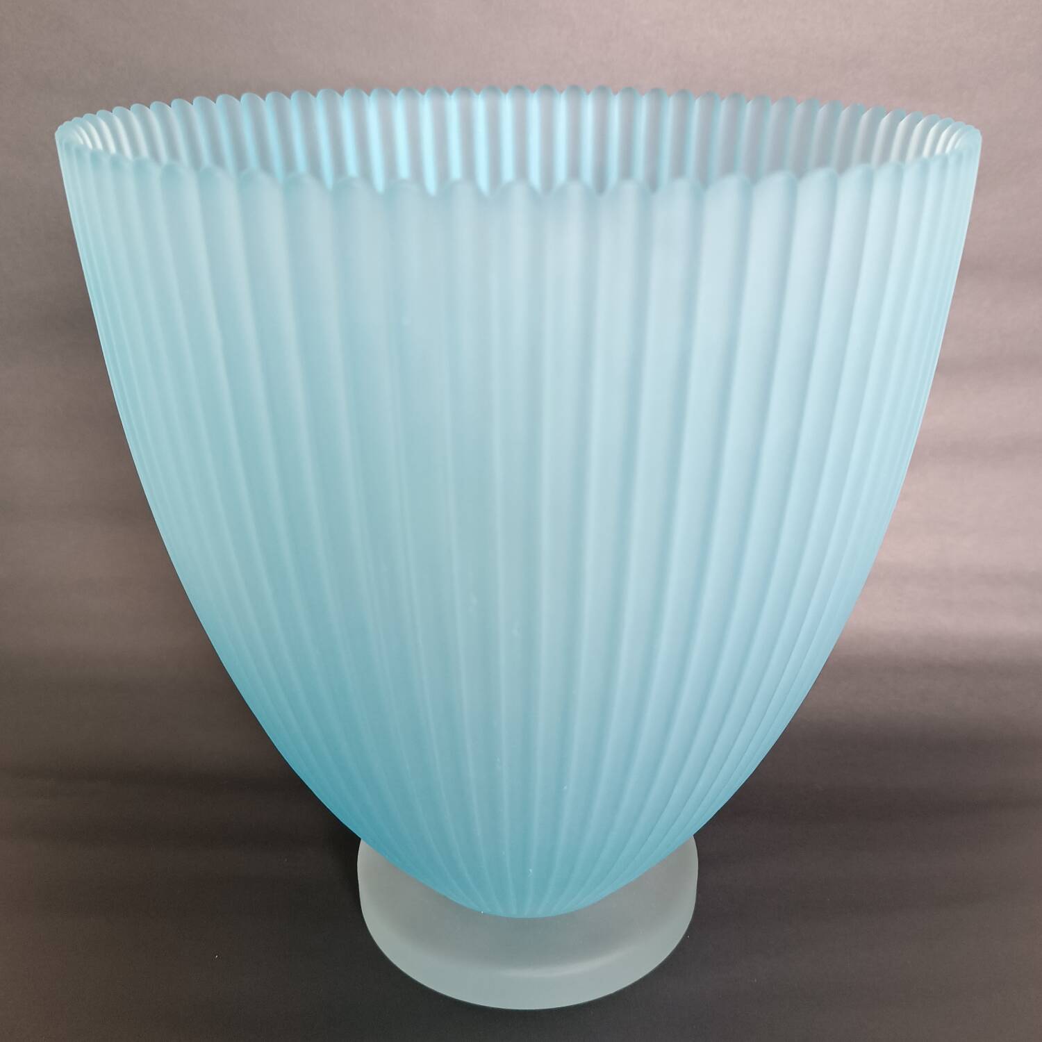 Embossed blue glass vase made in Italy