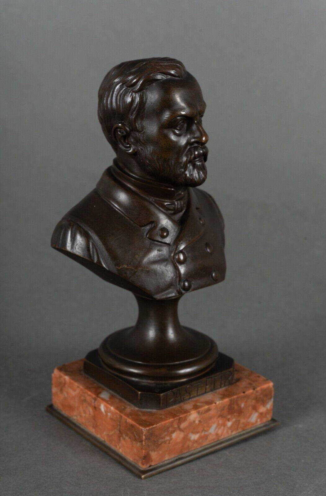 Bronze bust of Pasteur 19th century with chocolate patina on marble base