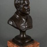 Bronze bust of Pasteur 19th century with chocolate patina on marble base