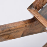 Brown mid-century modern lacquered goatskin and brass bar
