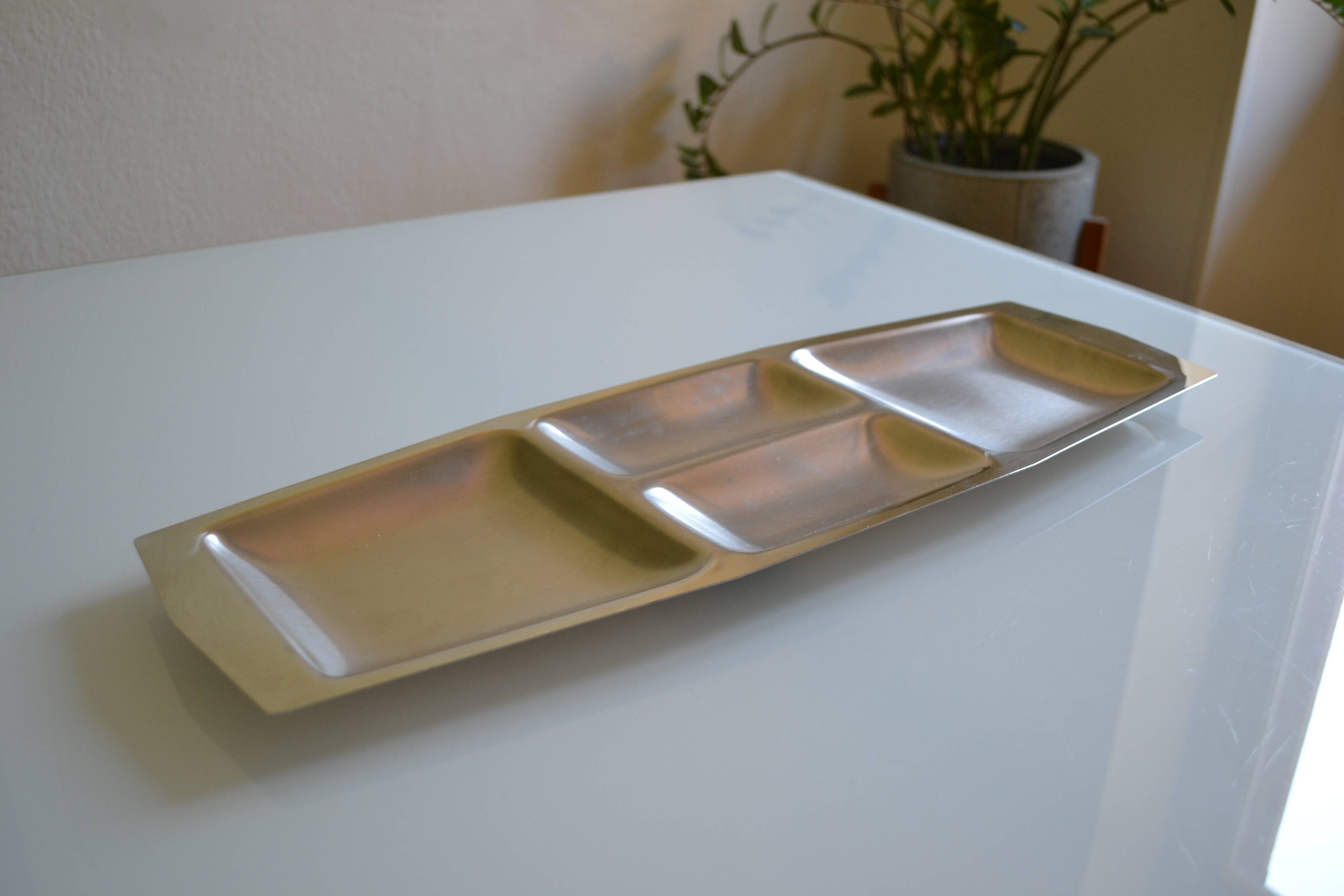 Chichester plate England in brushed stainless steel 1970s