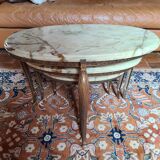Marble nesting table with brass legs
