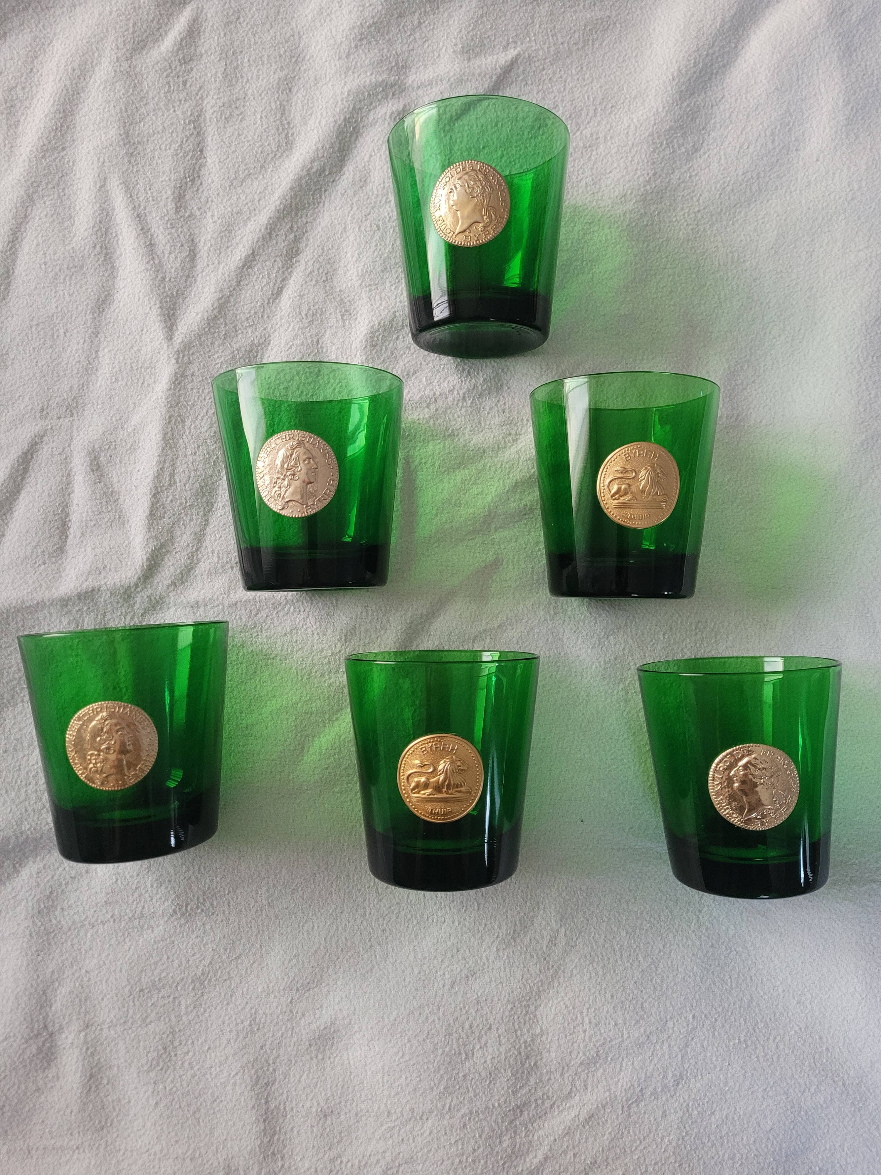 6 Vintage Byrrh / Dubonnet glasses