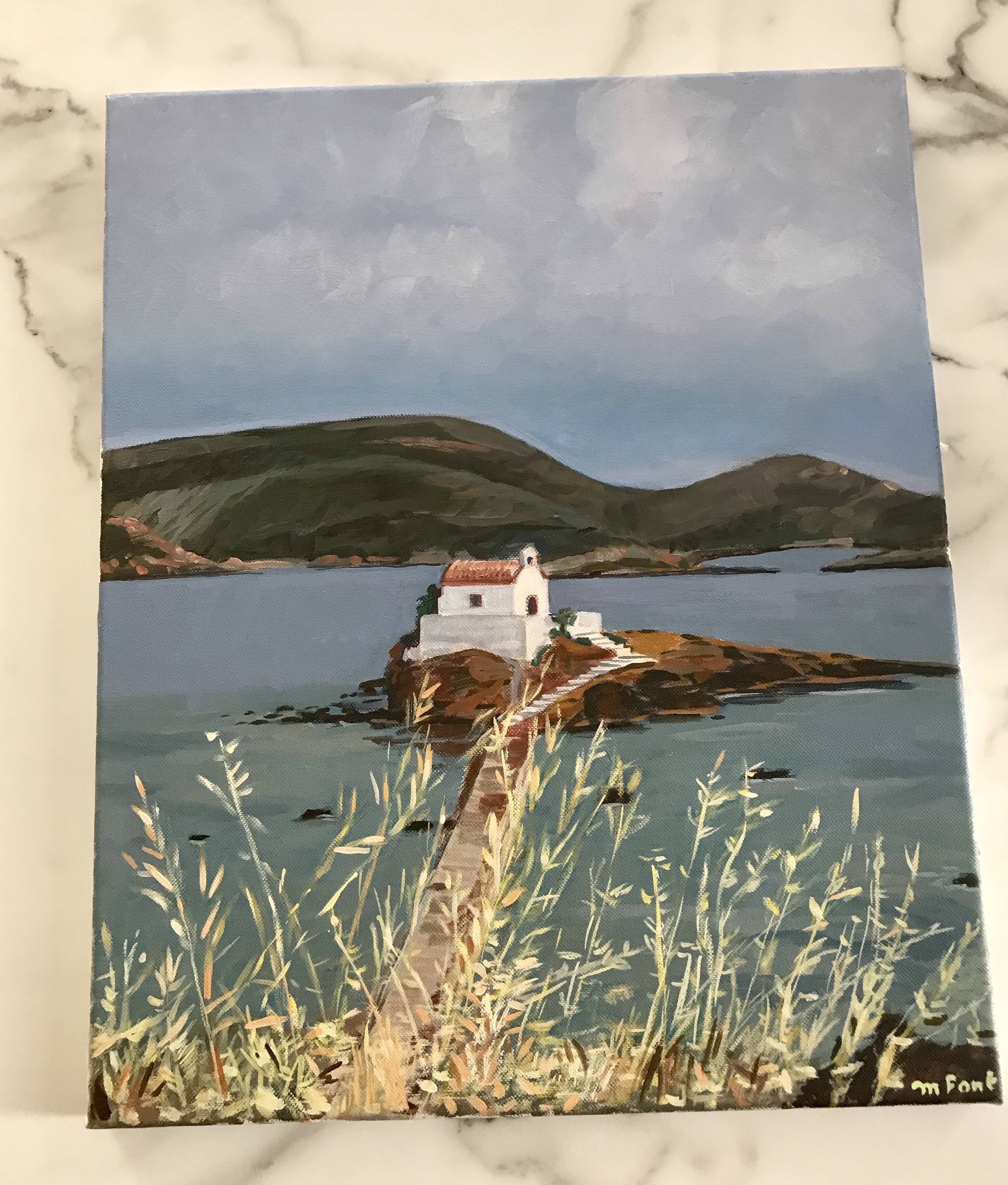 Oil painting on canvas Greek Chapel