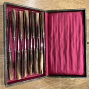 Box of 12 horn-handled knives