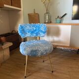 Vintage blue Pelfran fur chair
