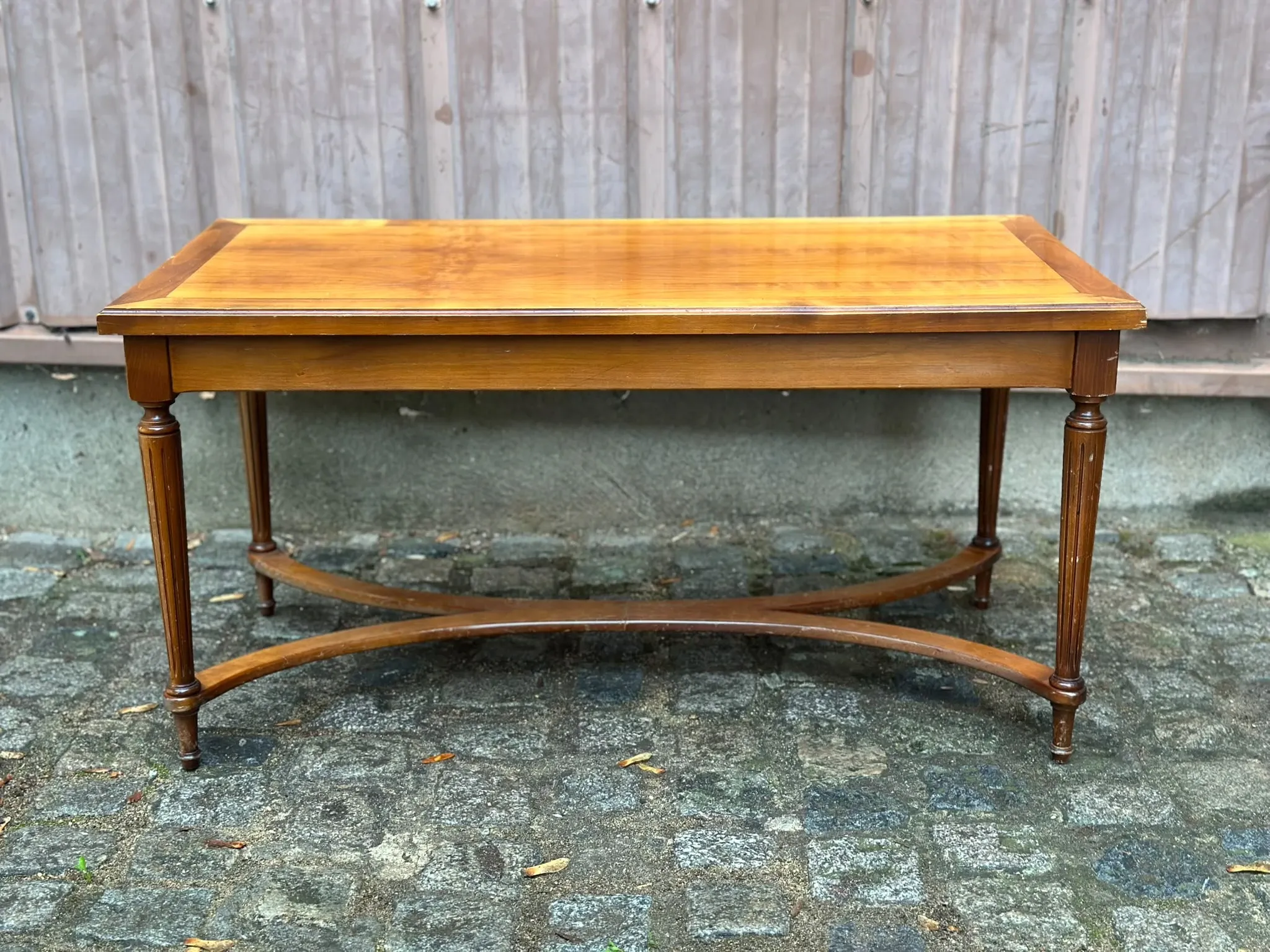 Louis XVI style coffee table in stained cherry wood 95x50cm 1970