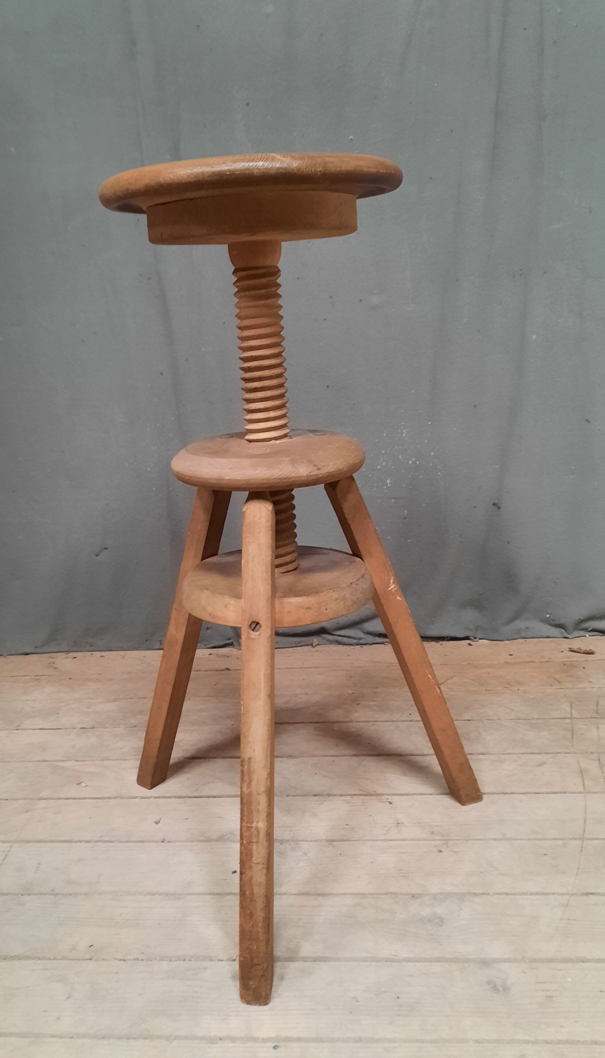 Wooden stool with screws