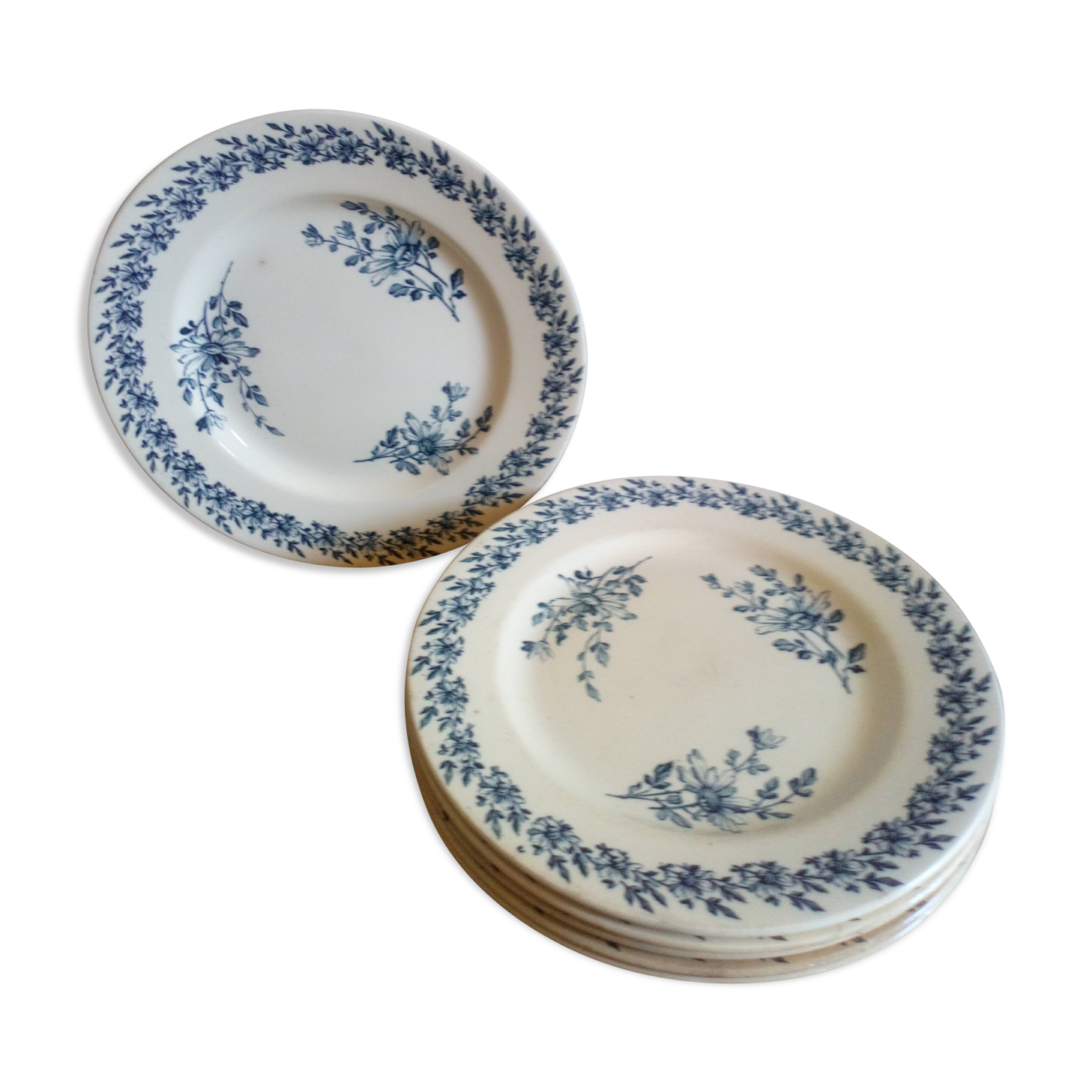 Six old plates made of lednéville iron soil from the "paquerette" sevice
