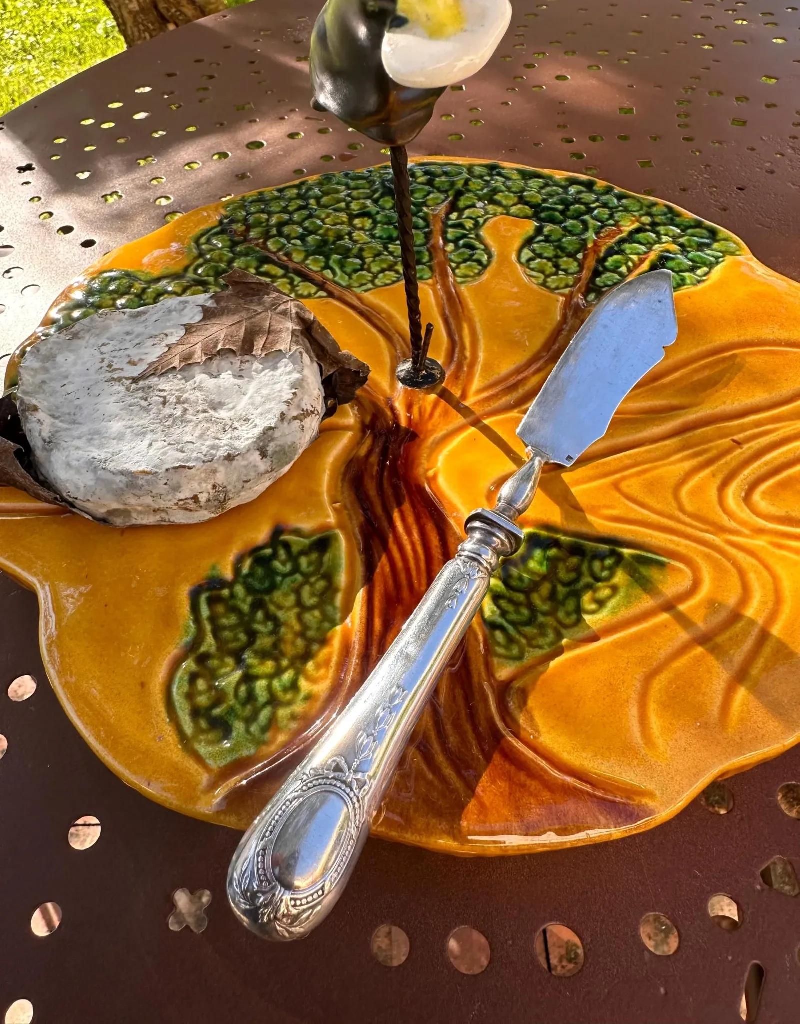 Ceramic cheese platter Vallauris, crow and tree, years