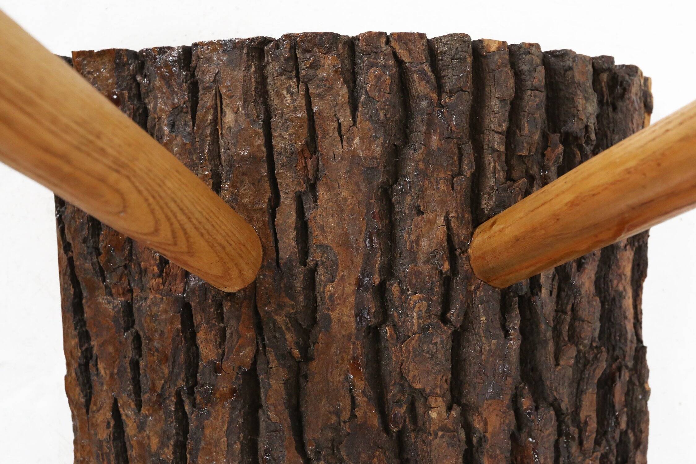 Brutalist tree trunk coffee table in solid oak, ca. 1950