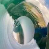 Blown glass vase signed holmegaard 1961