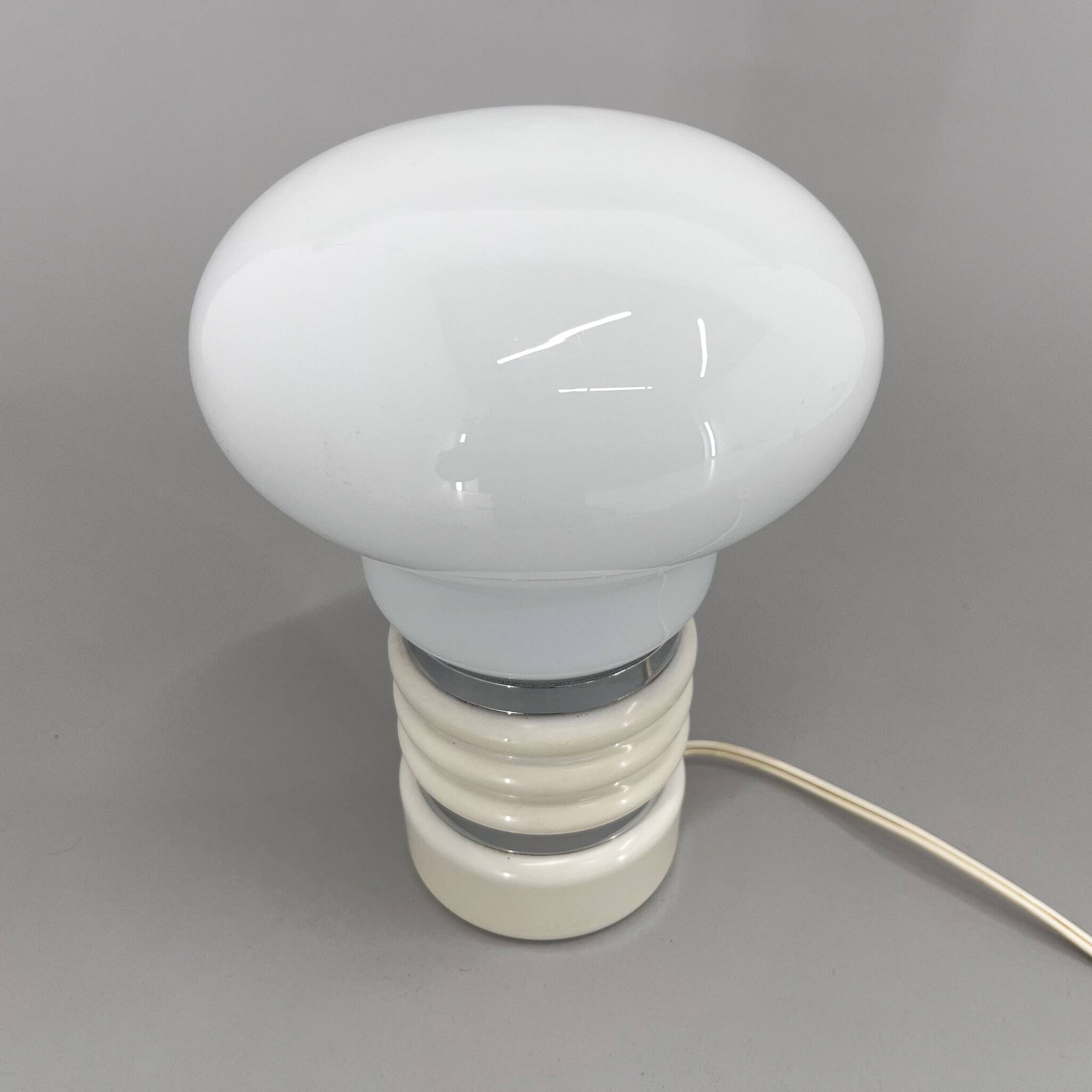 Mid-century Metal & Milk Glass Table Lamp, Italy