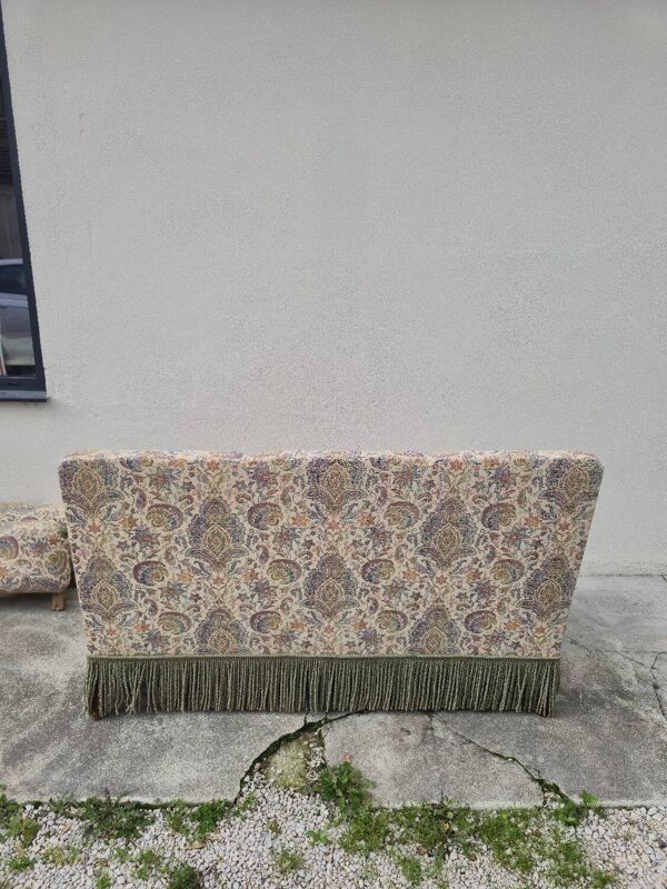 Canapé banquette aux décors florales style Louis Philippe d'époque nap