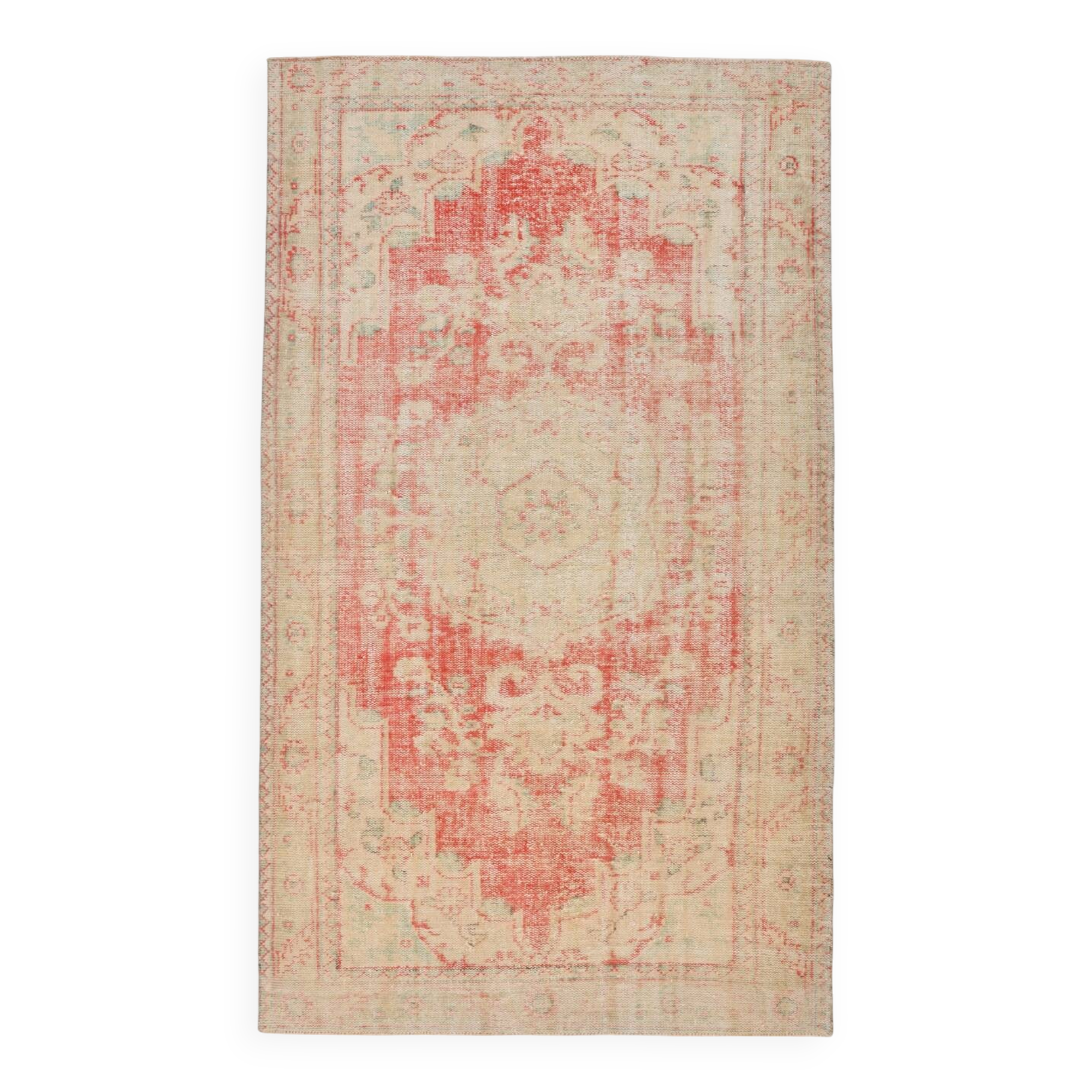 6x10 Pale Red Cream Turkish Vintage Rug,  172x295Cm SK 21080