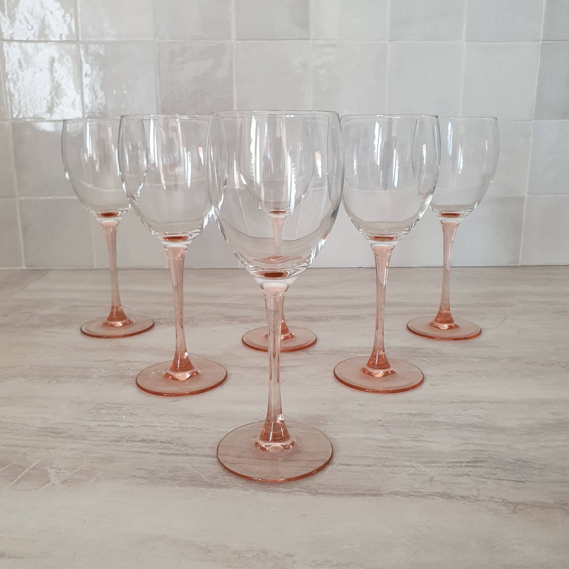 6 Verres à vin / verre à pied Rose