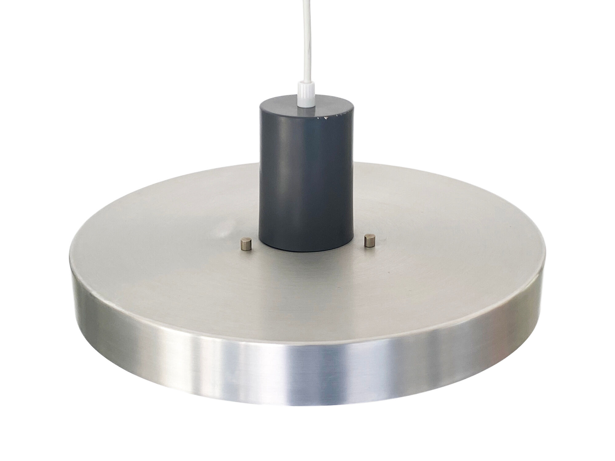 Layered pendant light in brushed aluminum. Denmark 1960s