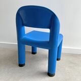 Blue plastic space age kids chair, bold italian design
