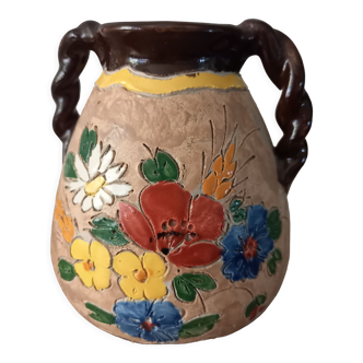 Vase J. Massier glazed ceramic of vintage Vallauris
