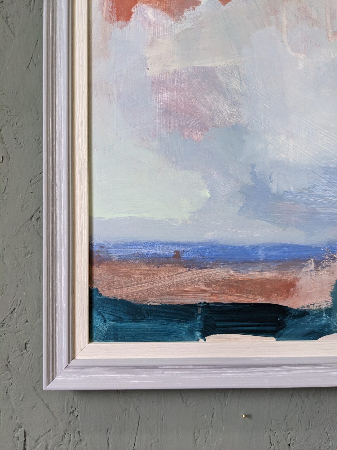 Contemporary "Summer Clouds" Abstract Seascape by British Artist Ian Mood, Framed Oil Painting