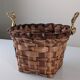 David Marshall brutalist splint wood and cast brass basket, 1970s