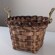 David Marshall brutalist splint wood and cast brass basket, 1970s