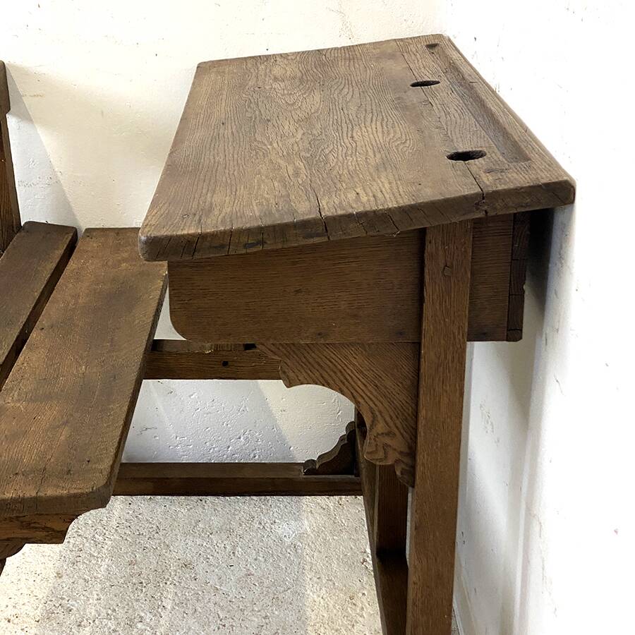 Pupitre d'écolier double vintage 50's