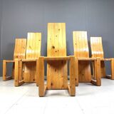 Chaises de salle à manger vintage en bois de pin finlandais, années 1970