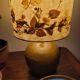 Handmade lamp in mustard glazed ceramic, vegetal lampshade