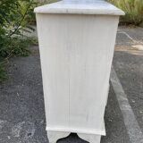 Commode en pin patiné blanc multi tiroirs