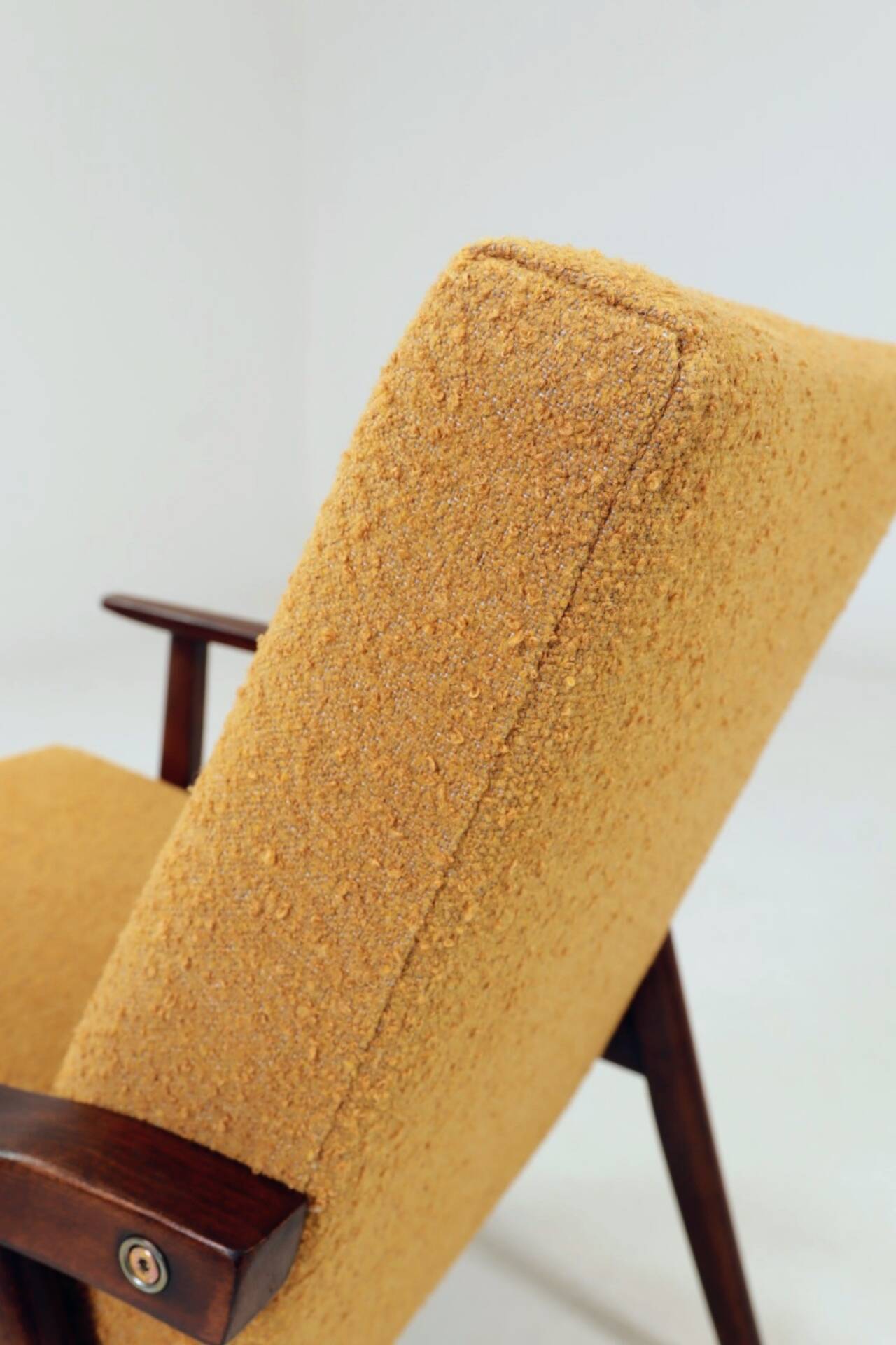Pair Lounge Chairs Vintage Yellow Boucle,  Mid Century Design, 1960
