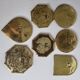 Set of 7 Moroccan mirrors in vintage brass 12 cm