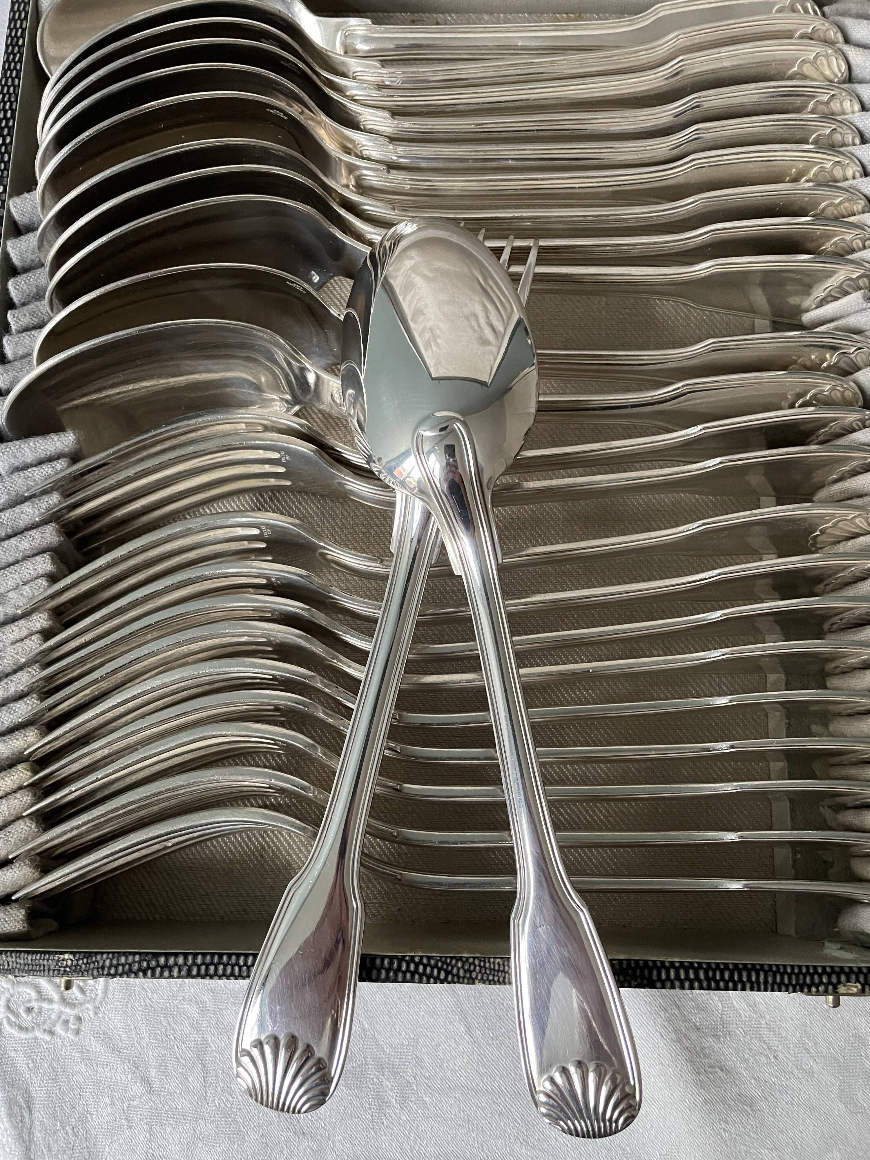 Ercuis housewife in silver metal 90gr of 24 pieces