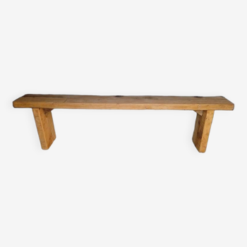 Banc 180 cm bois massif ancien patiné