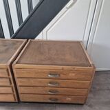 Lot de 2 meubles de metier a tiroir vintage provenant d'une ecole