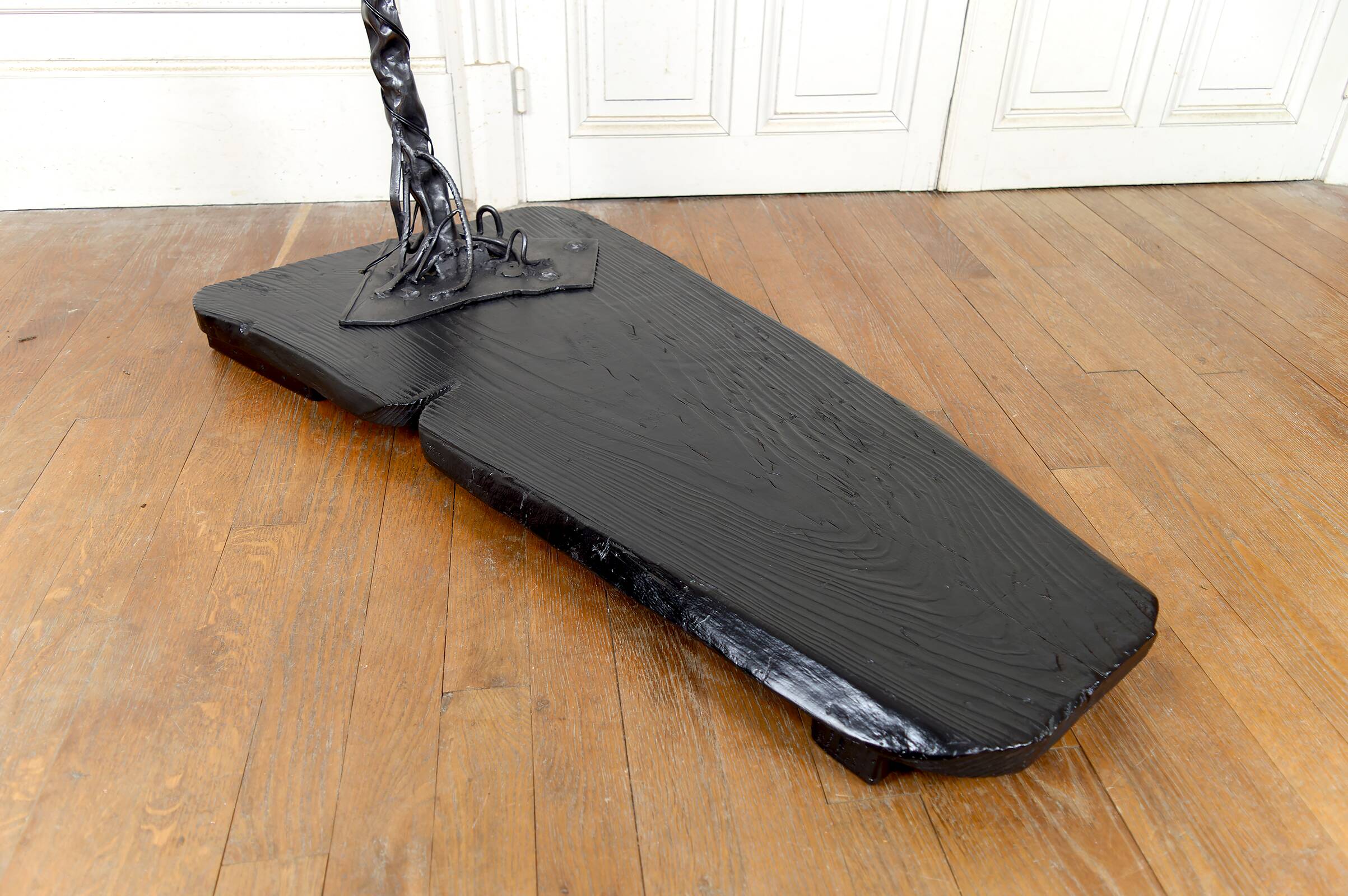 Brutalist sculptural wrought iron Dragon floor lamp, France