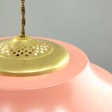 Mid-Century Italian Pink Metal and Brass Pendant Lamp