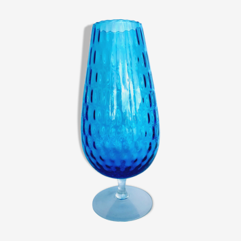 Turquoise textured glass vase from the 60s-70s, Italy, empoli