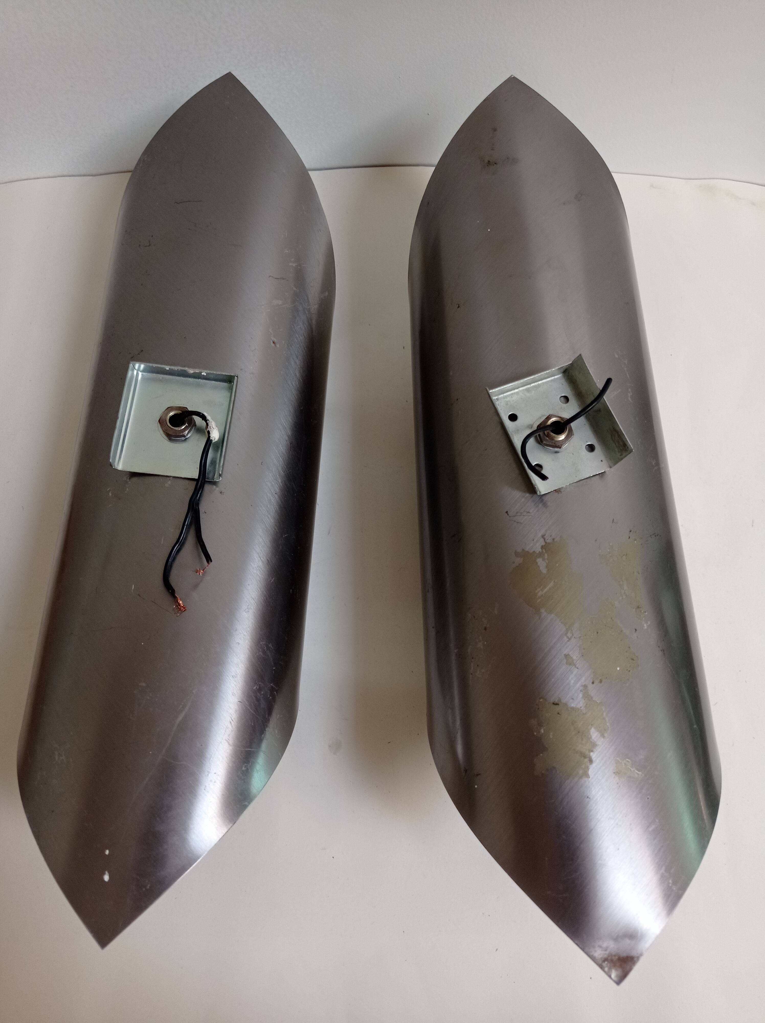 Brushed steel wall lamps 1970