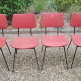 4 chairs metal skaï red, 1950