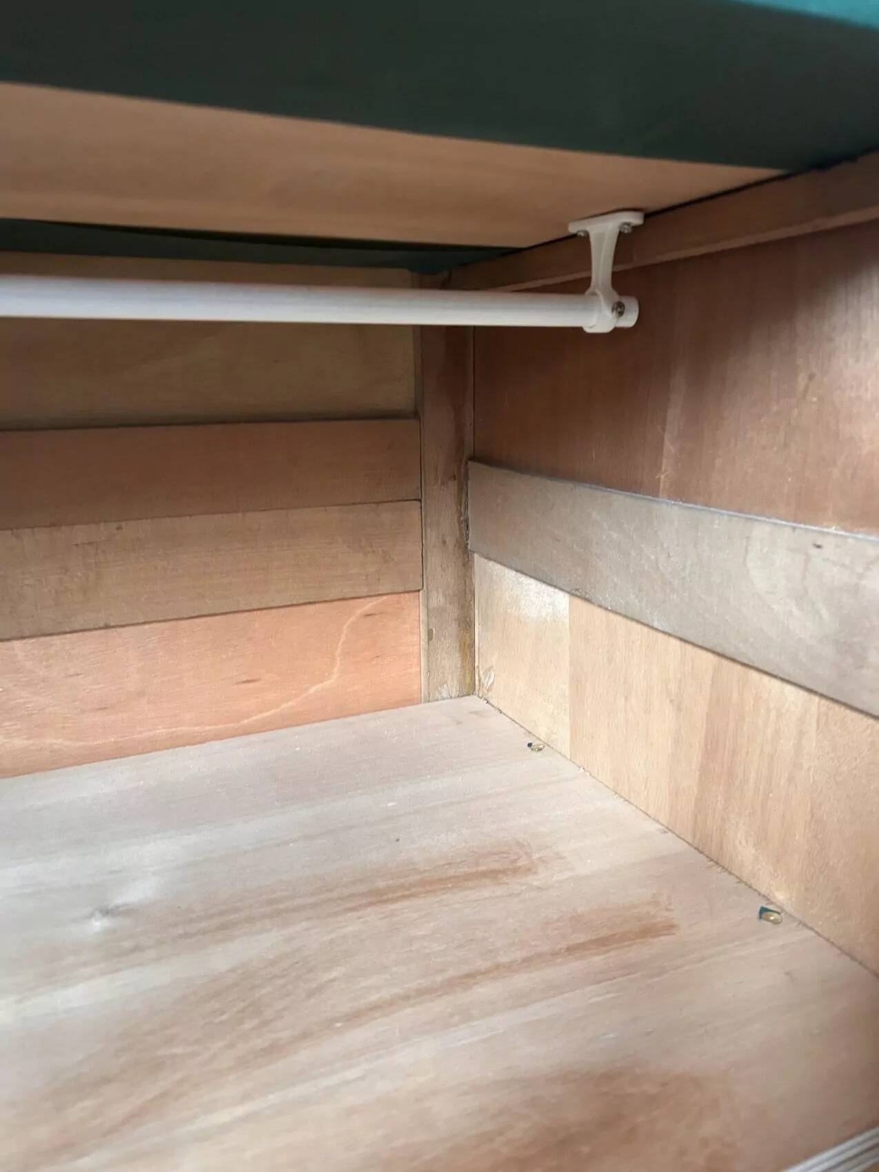 Large Parisian oak wardrobe from the early 20th century with an antique white patina