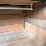 Large Parisian oak wardrobe from the early 20th century with an antique white patina