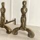 Pair of brass and cast iron fire dogs